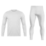 Orbiz Ensemble de sous-vêtements thermiques pour homme - Haut à manches longues et pantalon long - Sous-vêtements d'hiver parfaits, blanc, L