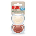 NUK Napp för Nature Silikon 6-18 månader röd/kräm 2-pack