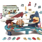 Garage Voiture Enfants, Jouet Dinosaure Circuit Voiture avec 8 mini-voitures, Jouet De Piste Cadeau Enfant Garcon Fille