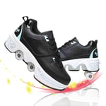 JYHGX Invisible Roller Skates for Female 2 in 1 Parkour Shoes Outdoor Sports Automatic Walking Shoes Double Row Four Rounds Deformation Shoes