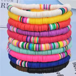 10PCS Clay Bracelet 6mm Rainbow Bead Bracelet Clay Disc Bracelet