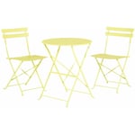 Beliani - Salon de Jardin Bistrot Table et 2 Chaises en Acier Vert Citron Pliable Fiori