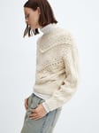 Mango Misa Lace Detail Jumper, Light Beige