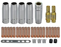 RIVERWELD MB15 15AK pointe de Contact M6 0.9mm et support de pointes diffuseur et tasse de bouclier et pour torche de soudage MIG 33 pièces