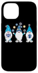 Coque pour iPhone 14 Nains de jardin Hanukkah Shalom - Chapeaux bleus