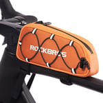 ROCKBROS Sacoche Cadre Vélo 1L/0,9L Sacoche Triangle Vélo Léger Mince Sac Avant VTT Gravel Résistant Compact Réfléchissant Cyclisme Scratch Découpable Portable Sangle Latérale Polyester Orange