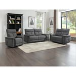 Vente-unique Canapés 3 places, 2 places et fauteuil relax électrique en tissu anthracite BENJAMIN