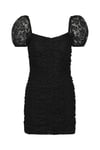 Lace Puff Sleeve Dress - Black