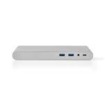 Nedis USB Dockningsstation | USB 3.2 Gen 1 | USB-C™ Hane | DisplayPort Hona / HDMI™ Utgång / RJ45 Hona / VGA hona 15p / 2x 3.5 mm, Hona / 2x USB-C™ / 4x USB-A | 0.20 m | Rund | Nickelplaterad | Flätad / Nylon | Vit | Window Box med Euro Lock