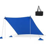 Goplus - Auvent de Plage de 3x3M, Tente de Plage, Sacs de Sable, 2 Poteaux en Alu, Piquets de Sol, Sac de Transport, UPF50+, Bleu