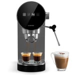 Espresso Machine with Milk Frother Coffee Maker Cappuccino 20 Bar 2 Cups Silver 