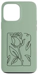 Coque pour iPhone 13 Pro Max Roses noire abstraite dessin minimaliste Line Art