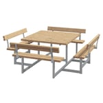 Bänkset Picnic, 8-sits, ryggstöd Thermowood, natur