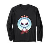 Graphic Cartoon Minimal Angry Kid Alien Alert Long Sleeve T-Shirt