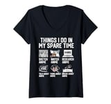 Womens Things I Do In My Spare Time Funny Anime Manga Watch Anime V-Neck T-Shirt