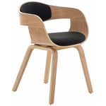 Décoshop26 - Chaise de bureau sans roulettes visiteur en tissu et bois design retro et confort maximal naturel et gris foncé