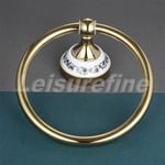 Gold Round Hand Wall Mounted Towel Holder Ring Rack Bathroom Kitchen Washroom