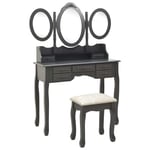 Coiffeuse avec tabouret et miroir pliable en 3 Gris