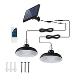 LUMI JARDIN Double suspensions solaires abat-jour métal noir LED blanc froid 2x WAREN D18cm