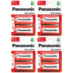 Panasonic Lot de 4 Packs de 2 Piles Red Zinc-Carbon D - R20-1,5 V