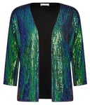 GRACE KARIN Gilet Court Bolero Femme Elegant à Sequins Manche 3/4 pour Robe de Soiree Cocktail Bleu Vert à Paillettes M