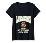 Womens Librarian Loading Get Ready For A New Star Library Book V-Neck T-Shirt