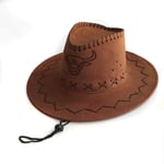 Miehet Naiset Kesämatka Aurinkosuojavoide Mokka Nahka Länsi-Cowboy-hattu Sarjakuva Lehmänpääkuvio Big Wide Brim Sun Jazz Cosplay Cap W65