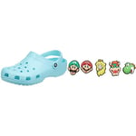 Crocs Unisex's Classic Clog, Blue (Ice Blue), 10 UK Women / 9 UK Men Jibbitz Shoe Charm 5-Pack | Personalize with Jibbitz Super Mario One-Size