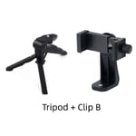 Trépied de téléphone portable pour iPhone Samsung Xiaomi Huawei Selfie Stick,support de poignée,stabilisateur de poignée - Type Tripod and Clip B