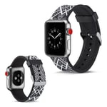 Apple Watch Series 5 44mm naamioitu silikoninen kellonauha - Timantti Abstrakteja Muotoja Musta