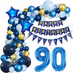 90 Ans Décorations Anniversaire bleu anniversaire 90 ans Homme ballons anniversaire bleu or déco 90 Arche Ballon bleu 90 ans anniversaire Ballons Guirlande bleu or Decoration anniversaire