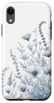 Coque pour iPhone XR Motif floral botanique bleu et blanc Toile française