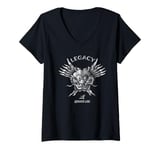 Womens Bruce Lee Silver Dragon Face Legacy V-Neck T-Shirt