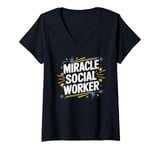 Womens Miracle Social Worker, School Social Work and Caseworker V-Neck T-Shirt