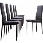 Cadentro - Lot de 6 chaises en simili cuir marron