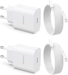 4-Pack Iphone Chargeur Rapide,25w Usb C Adaptateur Secteur Et 2m Cable Pour Iphone 14 Pro/14 Plus/14 Pro Max/13/13 Pro/12/11/Se/X/Xs/Xr/Ipad Pro Airpods.[F532]