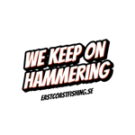 Klistermärken (Text: We Keep On Hammering 8x5,7cm)