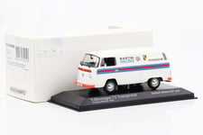 1:43 Voks Wagen T2 Transporter Porsche 1972 Martini Course Blanc Minichamps