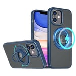 S. Dawezo Coque Magnétique pour iPhone 11 6,1 Pouces, Compatible avec MagSafe, Coque pour Téléphone à Protection Militaire, Magnétique 360° Support Rotatif Coque pour iPhone 11, Bleu