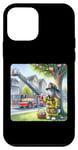 Coque pour iPhone 12 mini Lapin pompier sauvant les friandises de Pâques de l'arbre Échelle