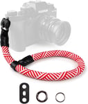 Dragonne Appareil Photo,Dragonne de Poignet pour Appareil Photo Sangle Poignet Appareil Photo pour Sony A6000 A6400 A6700 A7IV Canon eos Nikon Fujifilm-Rouge Rayé