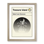 Book Cover Treasure Island Robert Louis Stevenson Modern Framed Wall Art Print, Ready to Hang Picture for Living Room Bedroom Home Office Décor, Oak A3 (34 x 46 cm)