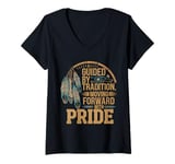 Womens Guided By Tradition Pride Native American Indian V-Neck T-Shirt