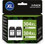 Cartouche Encre 304 Xl Noir,304Xl Noir Compatibles Avec Cartouche Hp 304 Noir Pour Hp Envy 5000 5030 5010 5020 5032 5020 Deskjet 3750 2630 2620 2622 3720 3730 3760 (2 Noir)