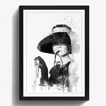 Arty Pie Framed Print Black A2 (24.5x18 Inch) Audrey Hepburn (8) V3, Wood, Multi-Colour, 60 x 42 x 2 cm