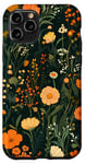 Coque pour iPhone 11 Pro Vert olive Boho botanique fleurs sauvages plantes fleur