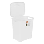 45L White Plastic Small Laundry Basket with Lid & Handles Clothes Storage Bin