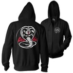 Hybris Cobra Kai White Patches Zipped Hoodie (Black,XL)