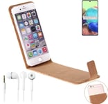 For Samsung Galaxy A71 5G + EARPHONES cork cover case bag flipstyle protection w