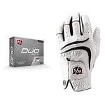Wilson Staff Duo Soft + Golf Ball & Men's Grip Plus Golf Glove, Left Hand, White, Medium